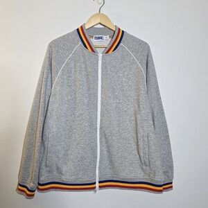 Bike Grey Full zip Colorful ringed elastic details Size Large